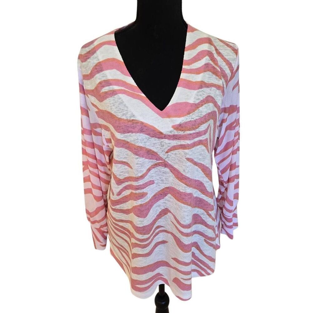Atelier5 By Community of Artists Womens Zebra Print Long Sleeve Top Pink Large - Picture 10 of 10